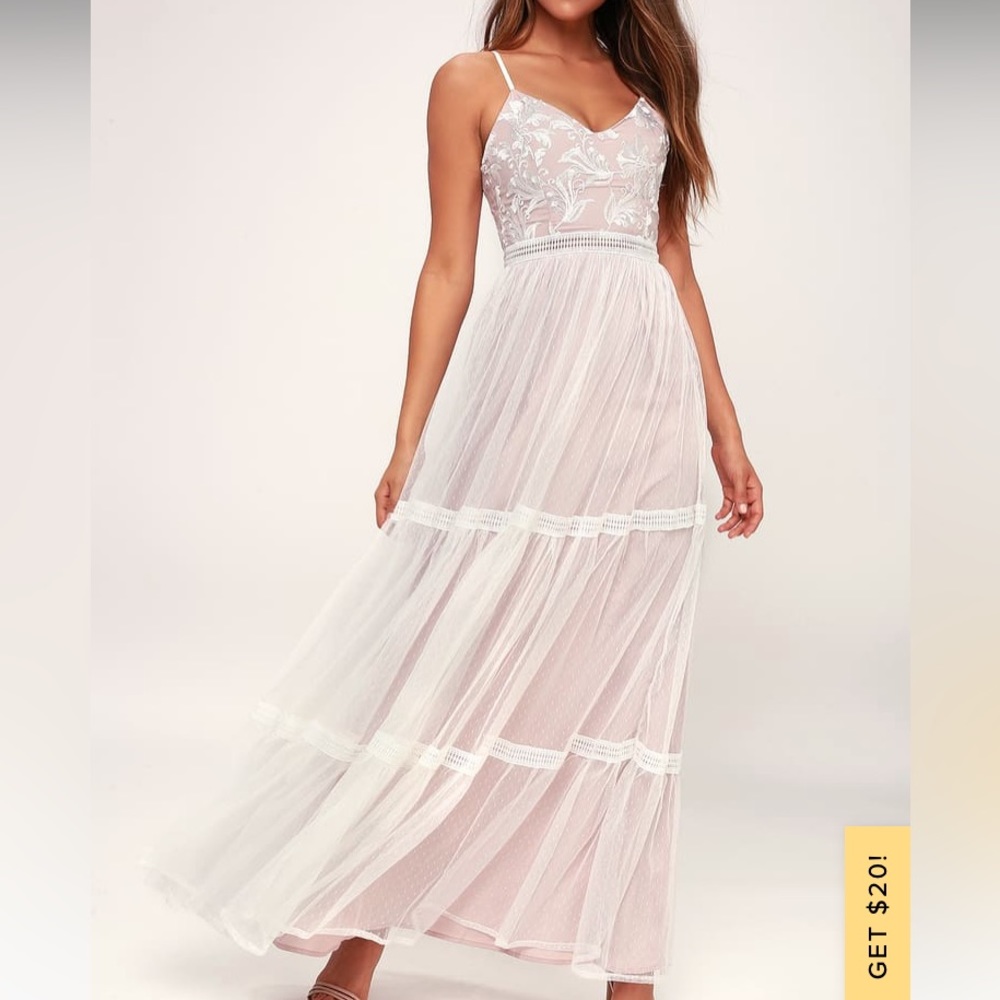 Elenora White Embroidered Maxi Dress